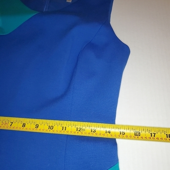 Classiques Entier Dress 6 Womens  Blue Green Colorblock Sheath Sleeveles… - Picture 10 of 11